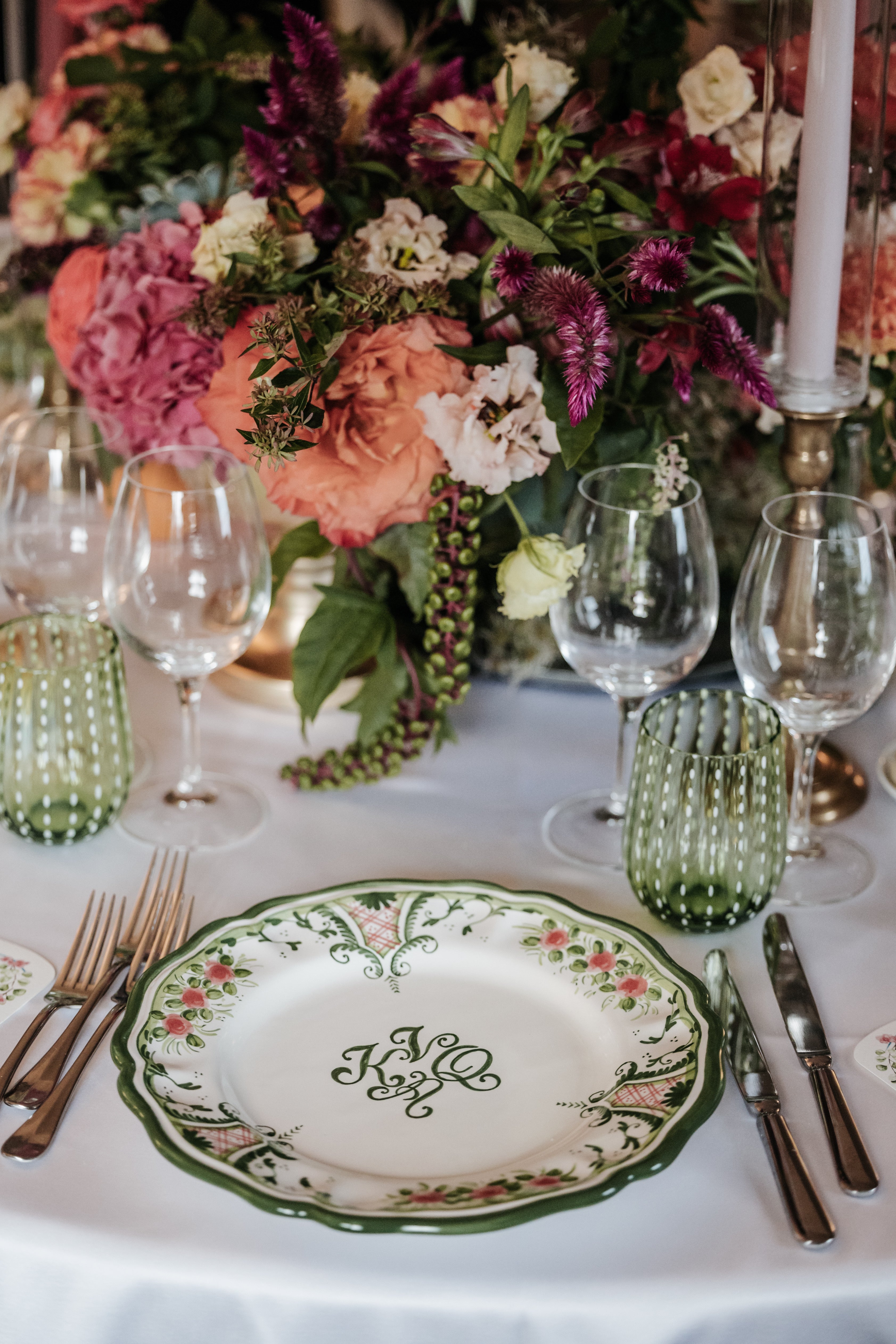 Handpainted Rose Trellis Dinner Plate