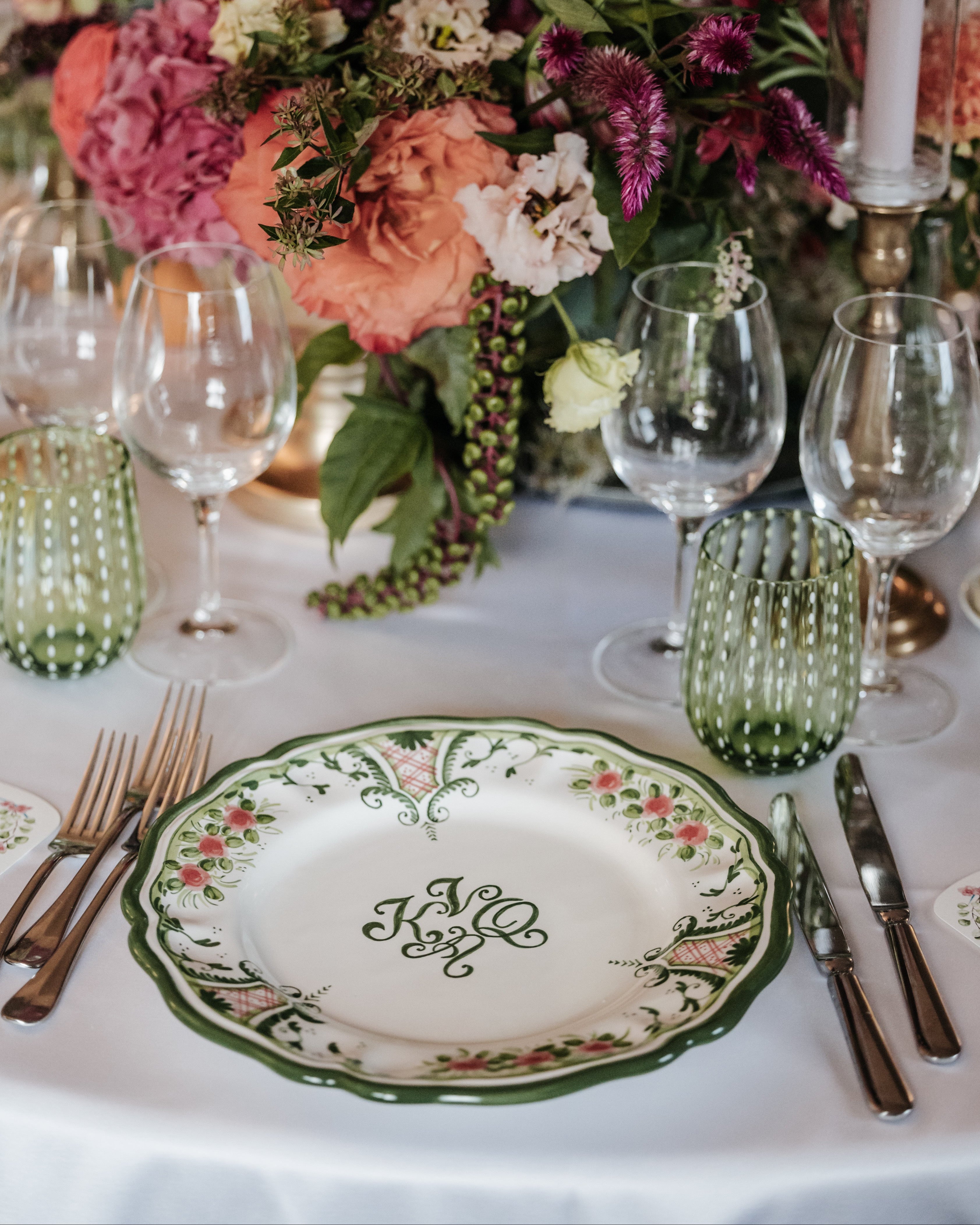 Handpainted Rose Trellis Dinner Plate
