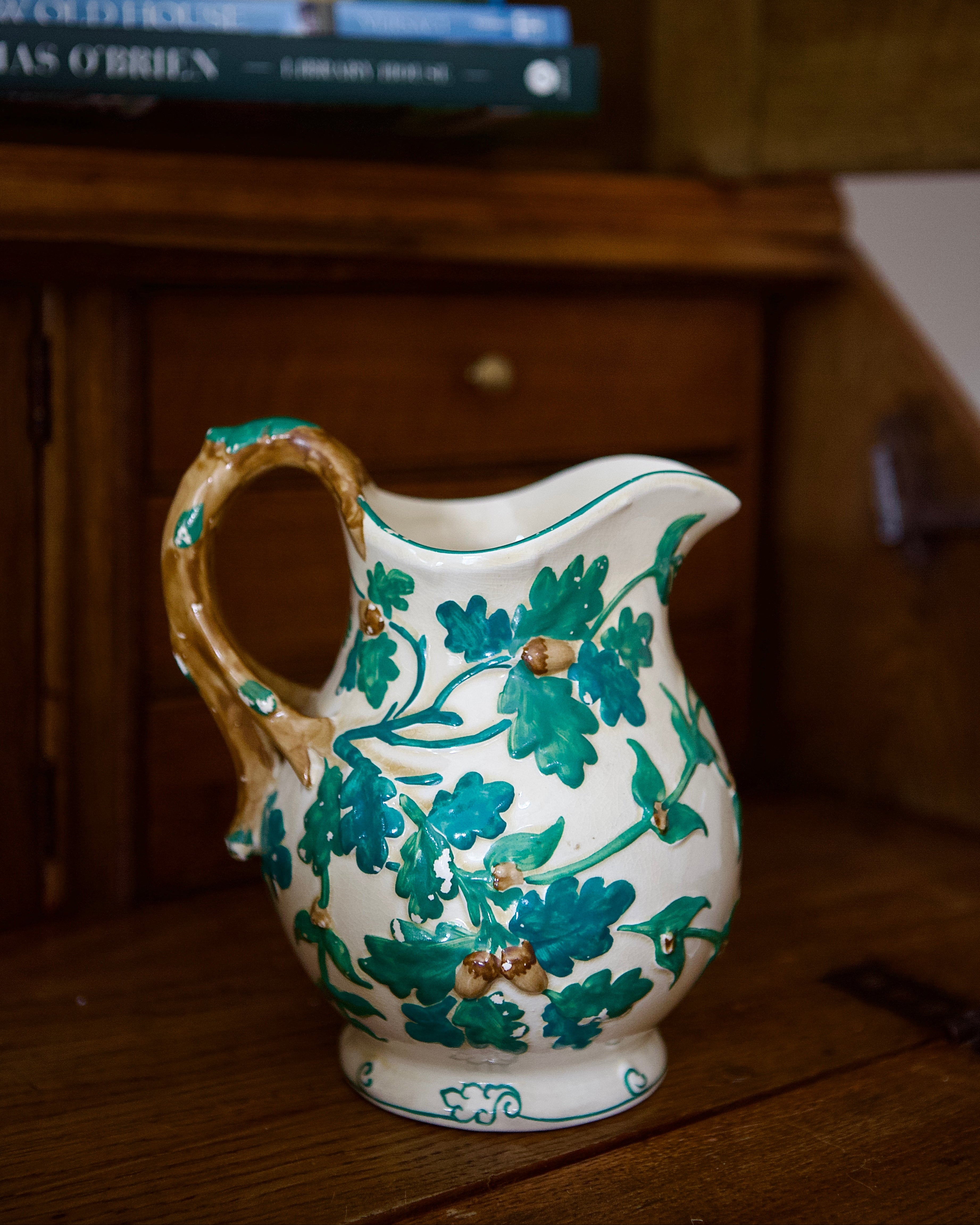 Antique Acorn Glen Handpainted Pitcher