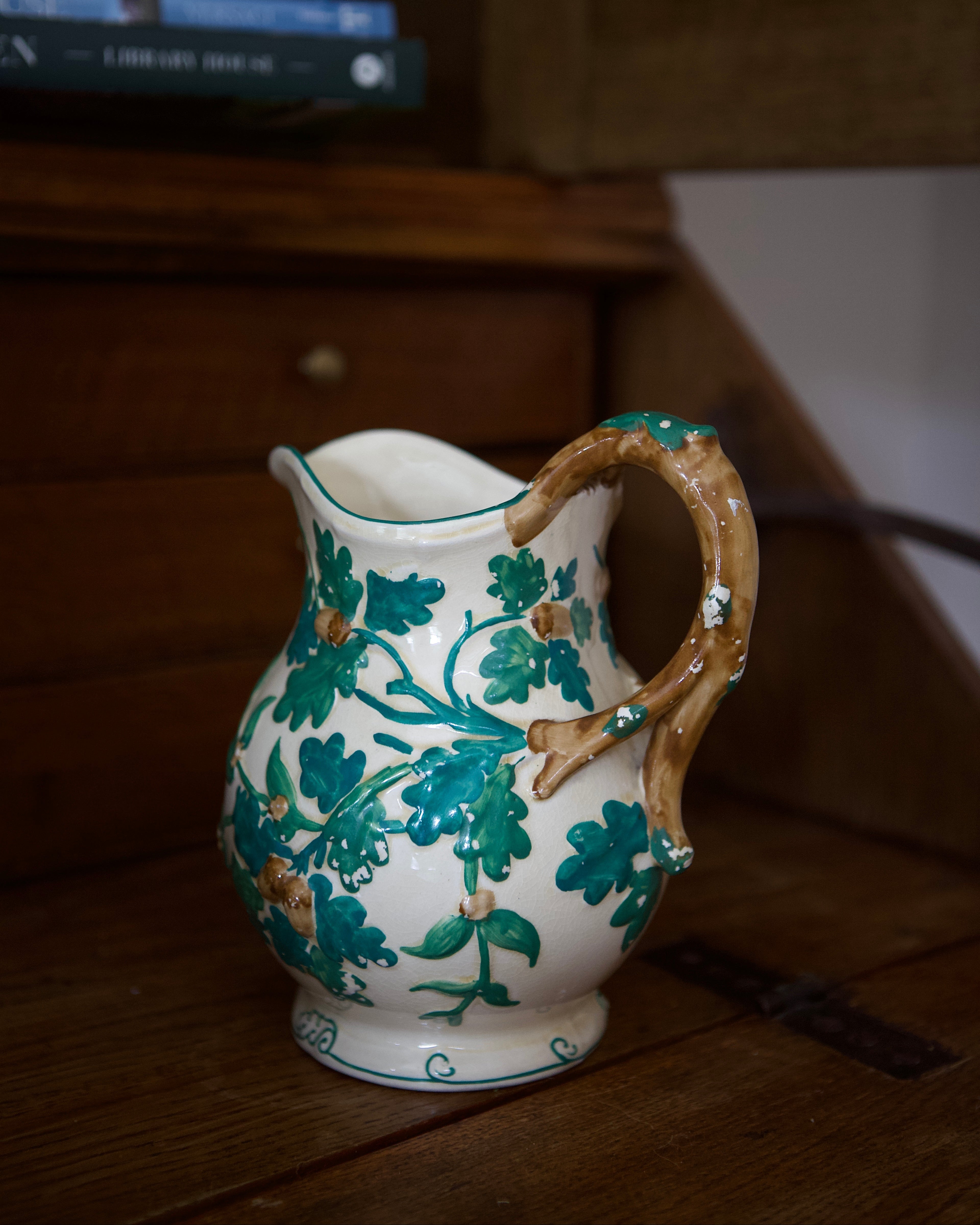 Antique Acorn Glen Handpainted Pitcher