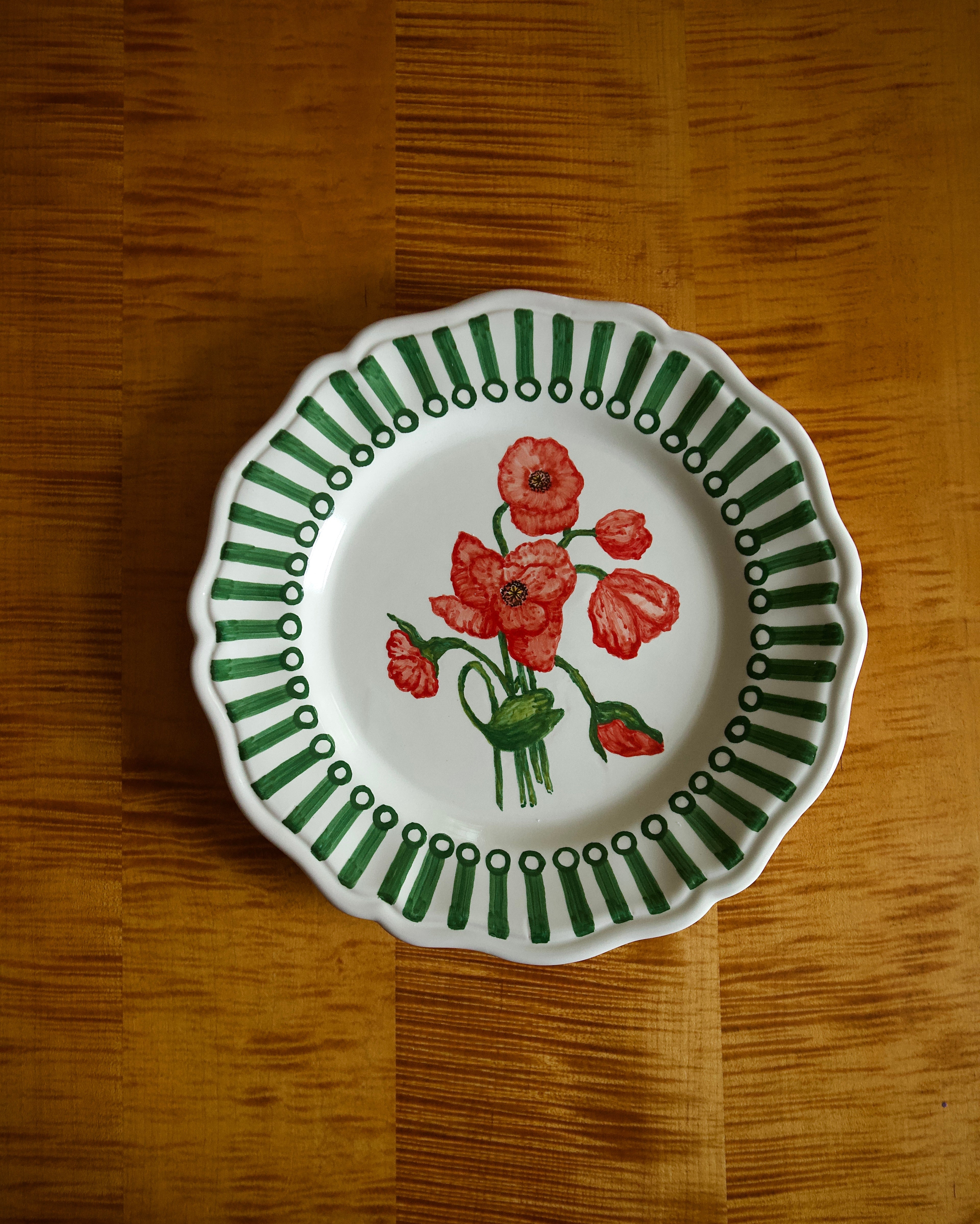 Handpainted Red Poppy Dinner Plate