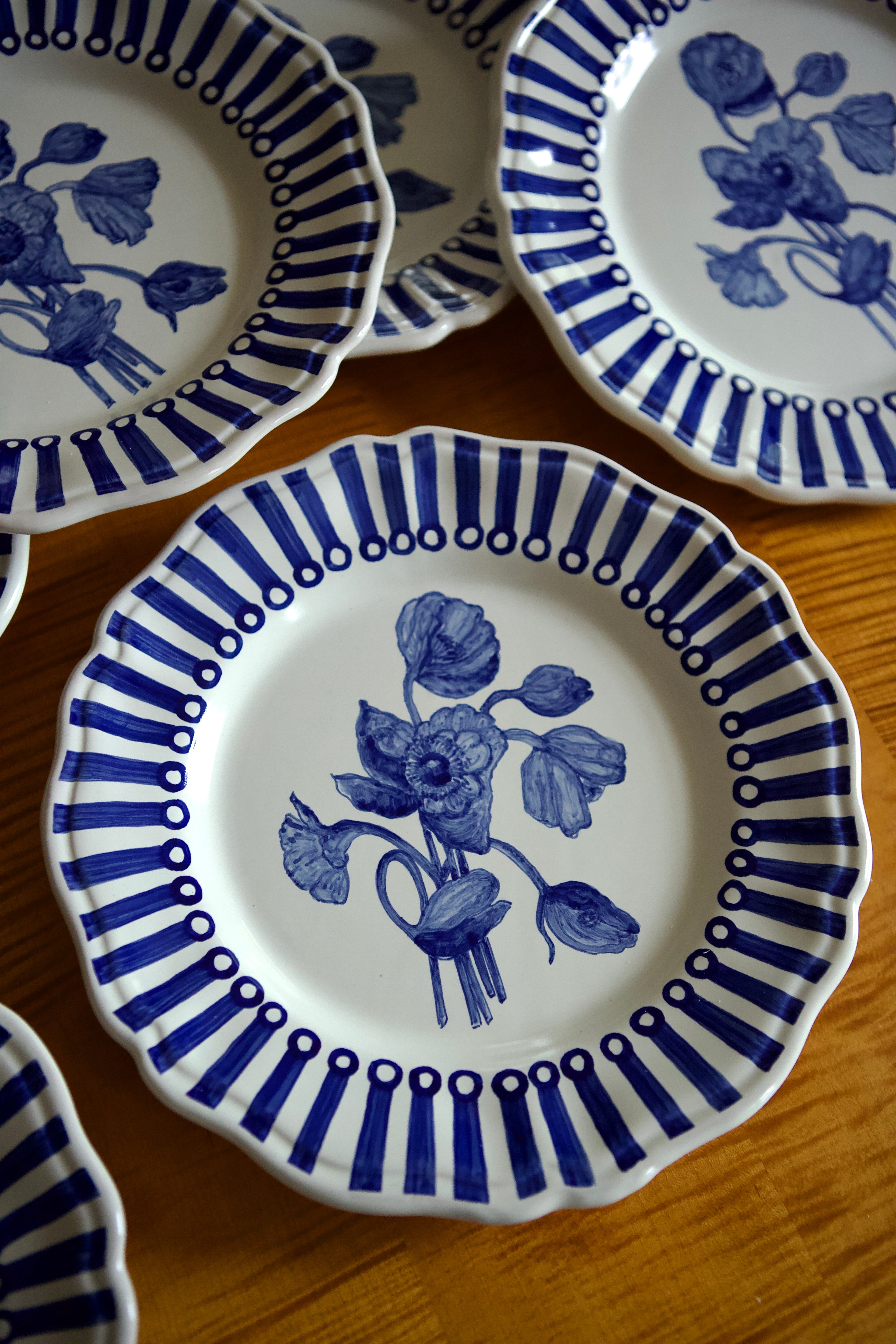Handpainted Blue Poppy Dinner Plate