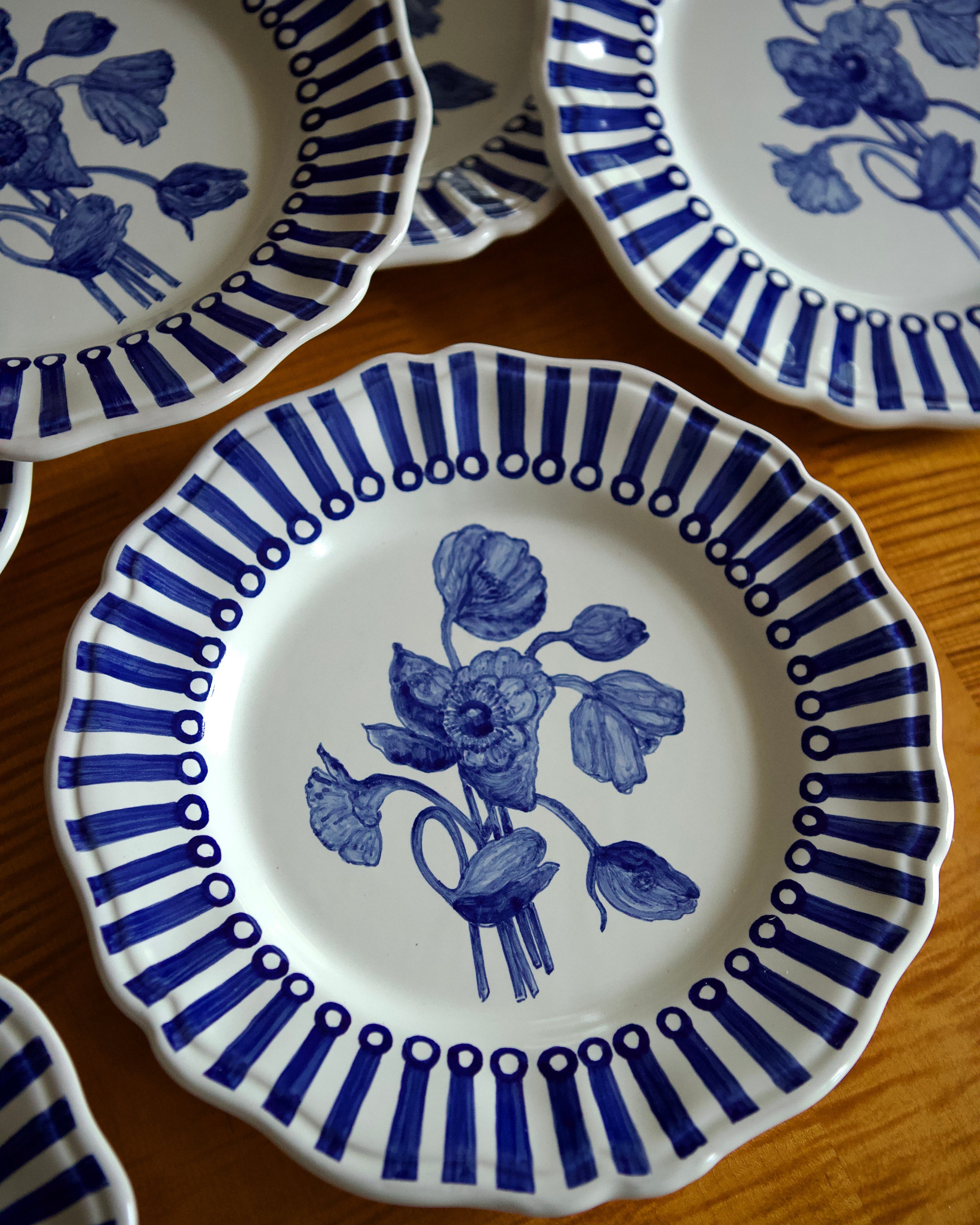 Handpainted Blue Poppy Dinner Plate