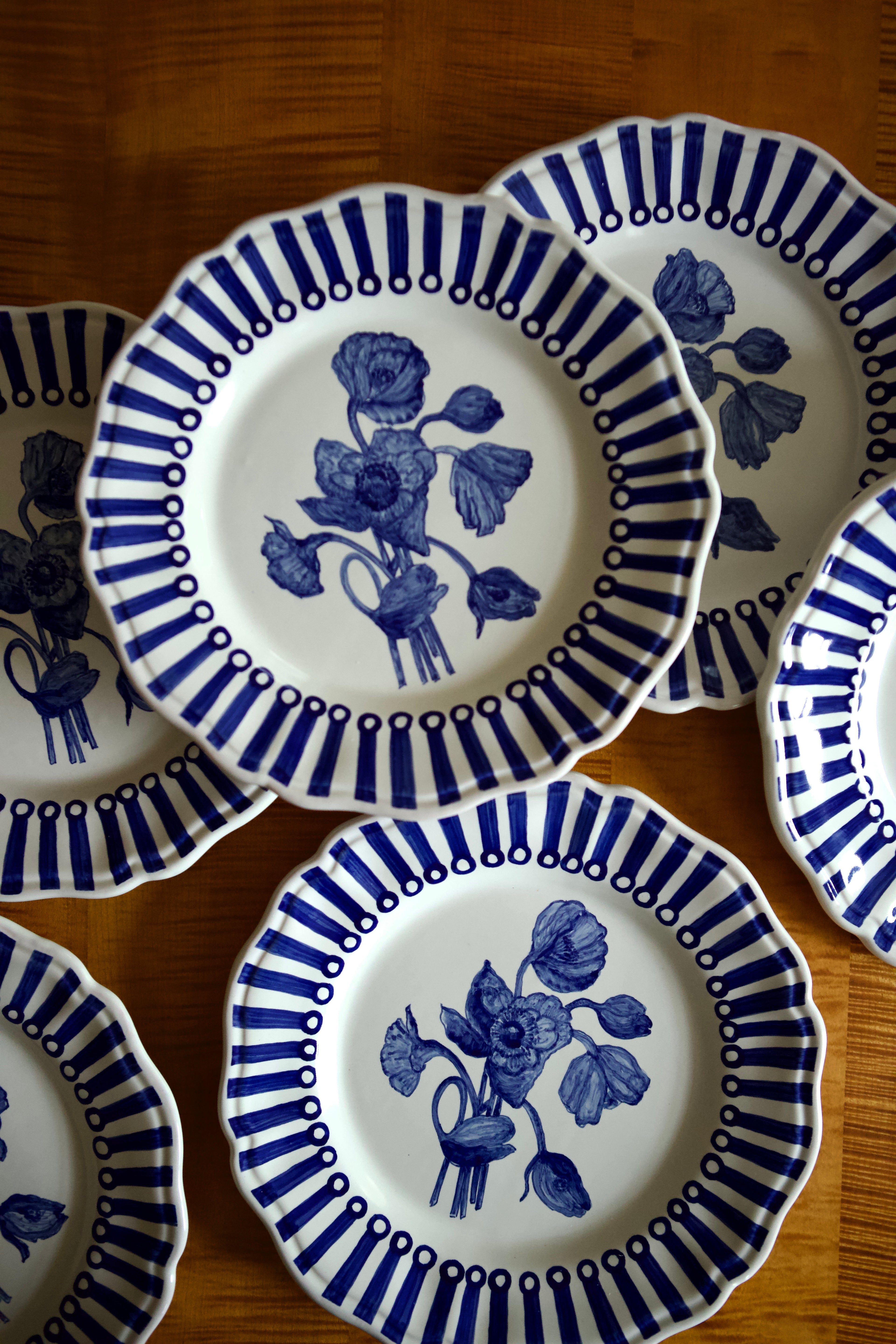 Handpainted Blue Poppy Dinner Plate