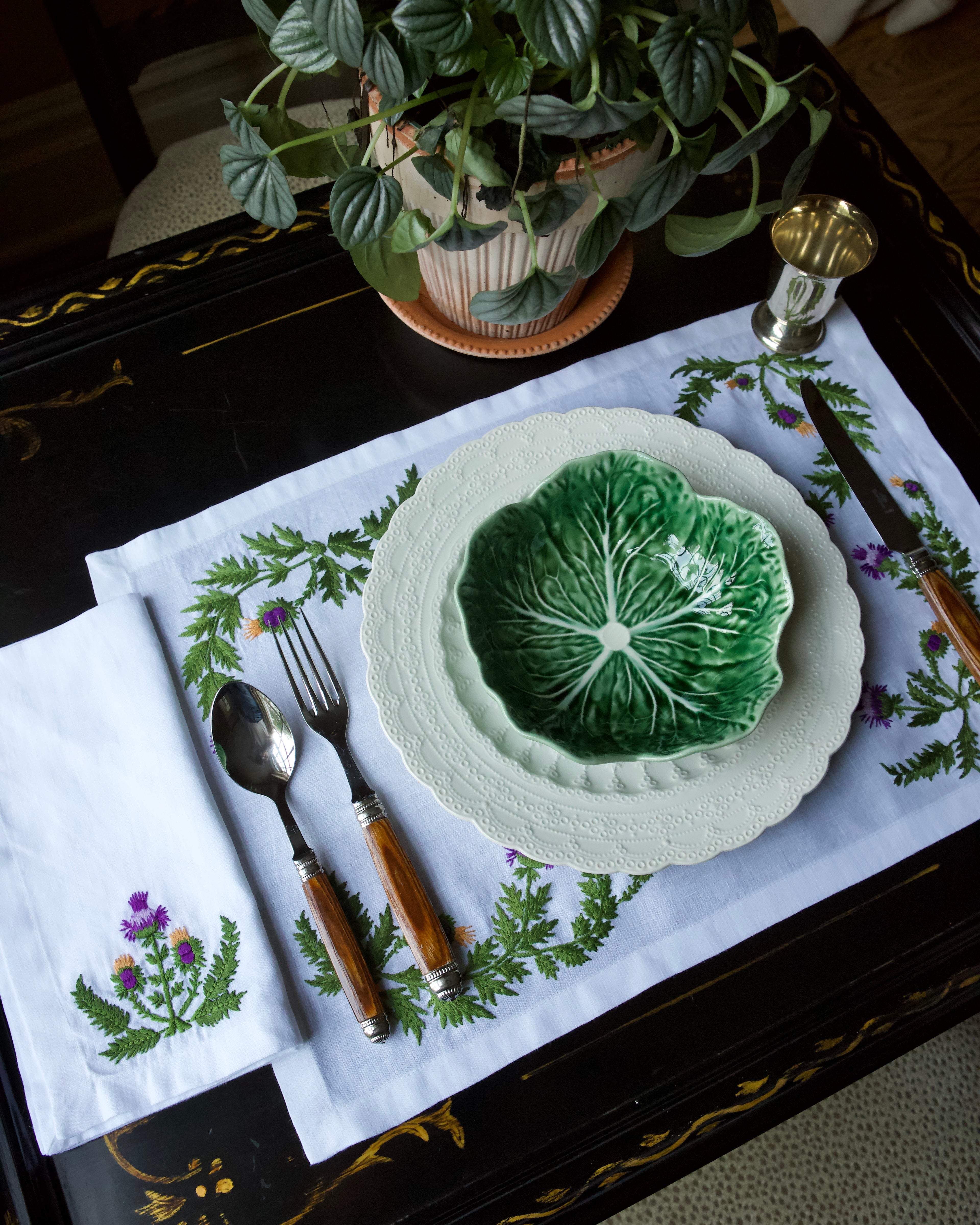 Wild Thistle Embroidered Placemat