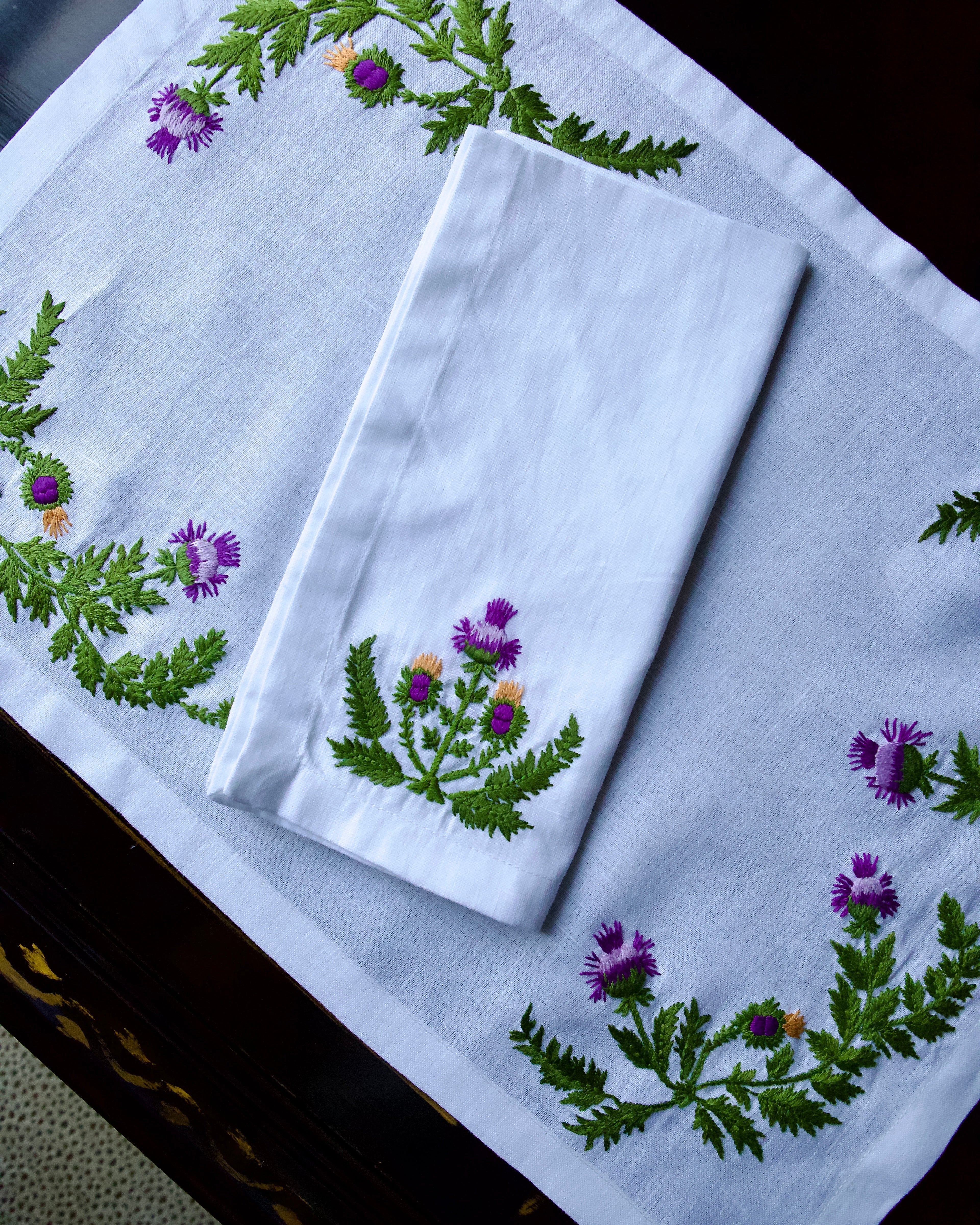 Wild Thistle Embroidered Placemat