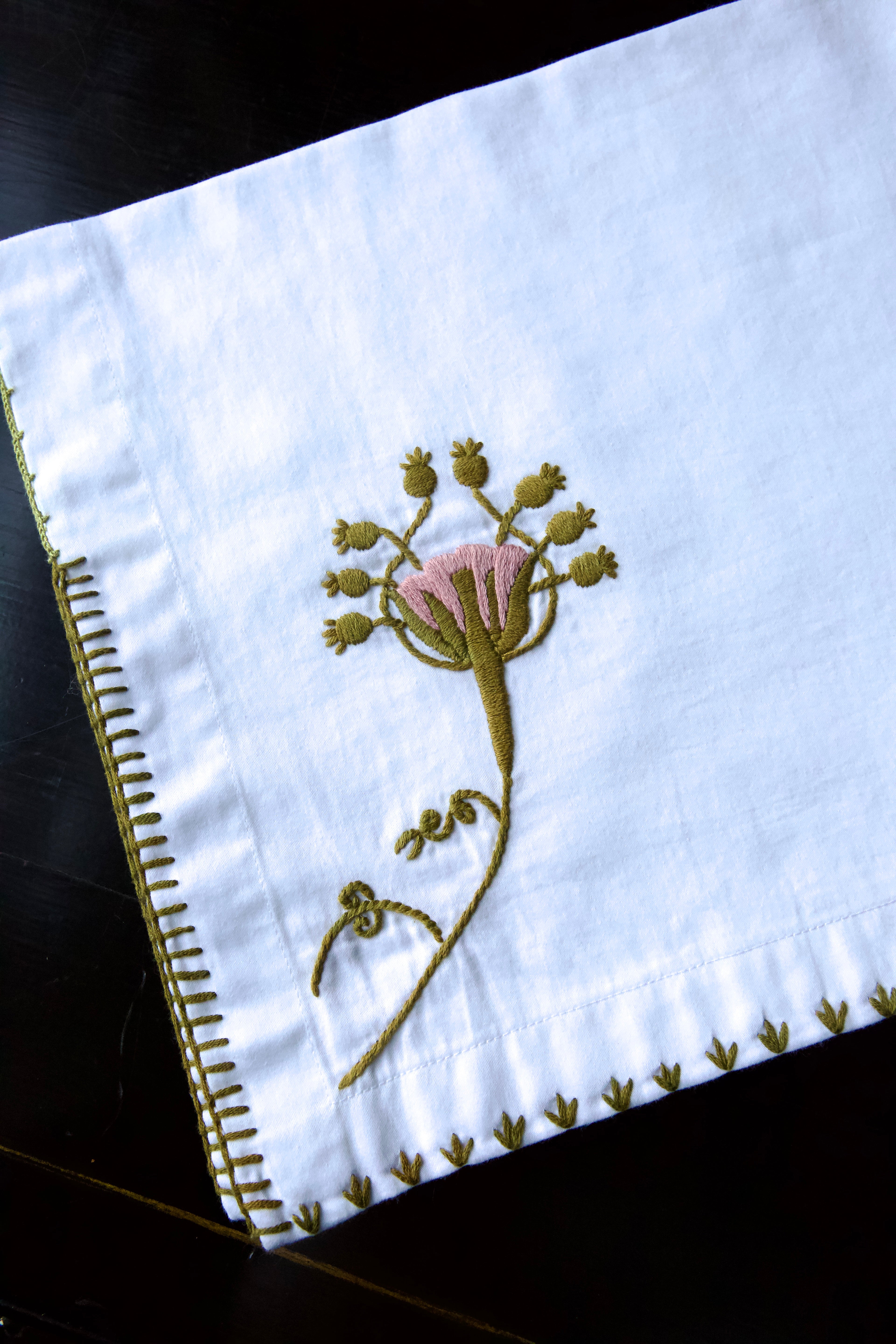 Hand Embroidered Floret Napkin