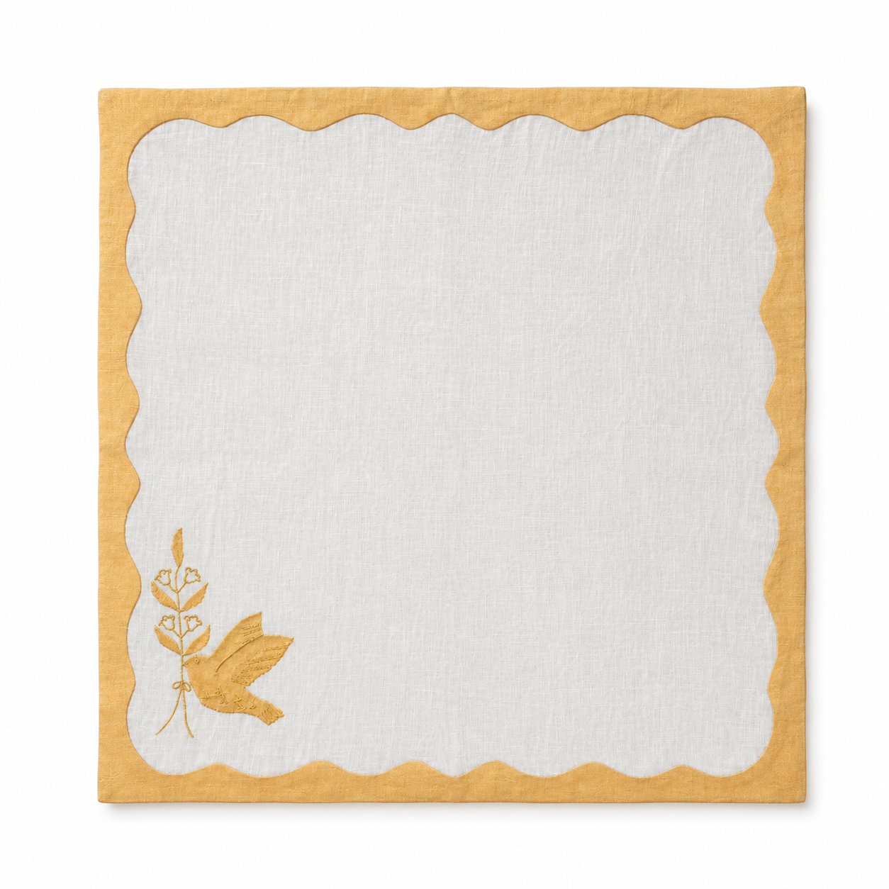 Dove Appliquéd Linen Napkin
