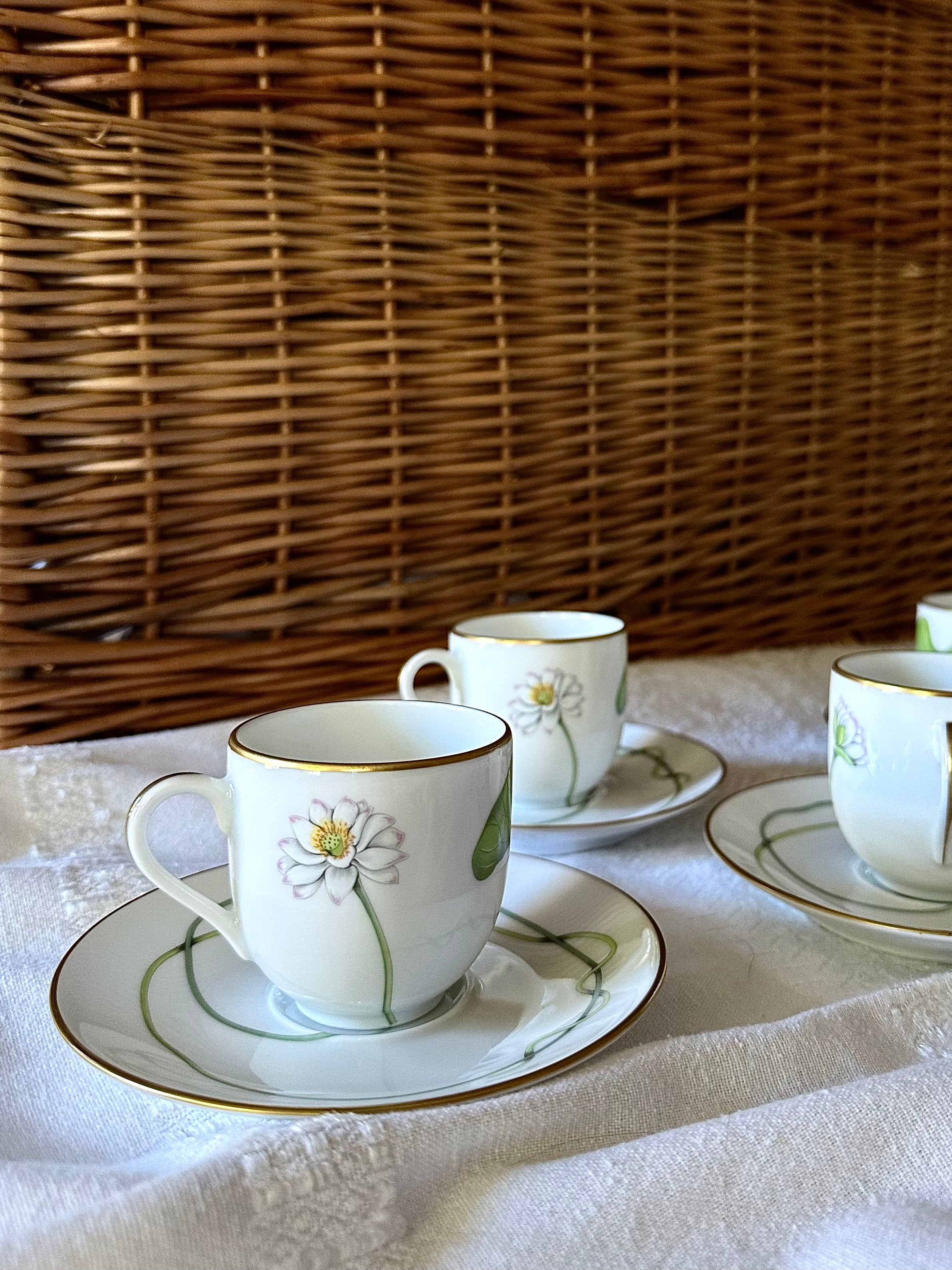 Hermes Waterlily “The Nile” Demitasse Espresso Cups (Set of 2)