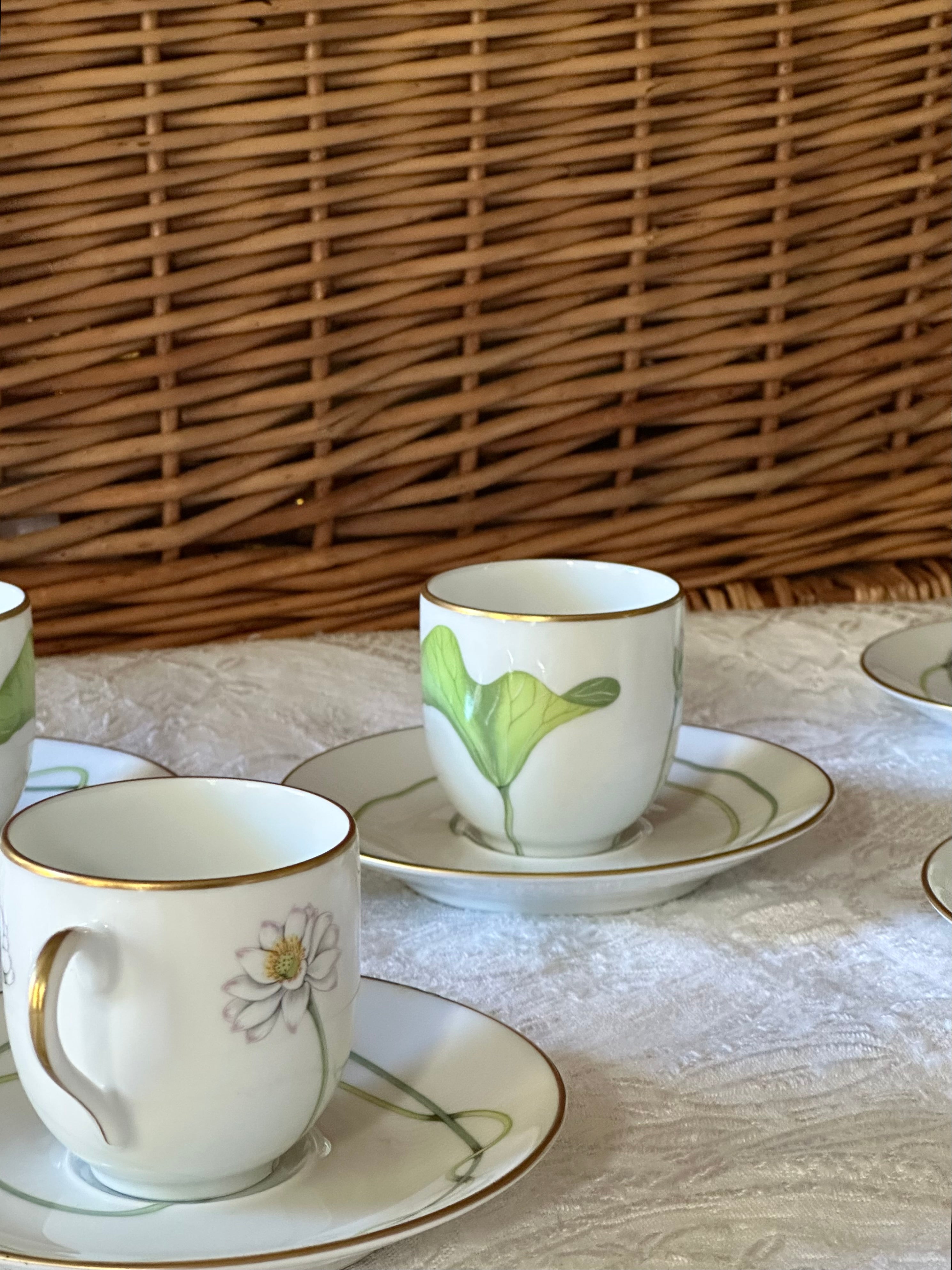 Hermes Waterlily “The Nile” Demitasse Espresso Cups (Set of 2)