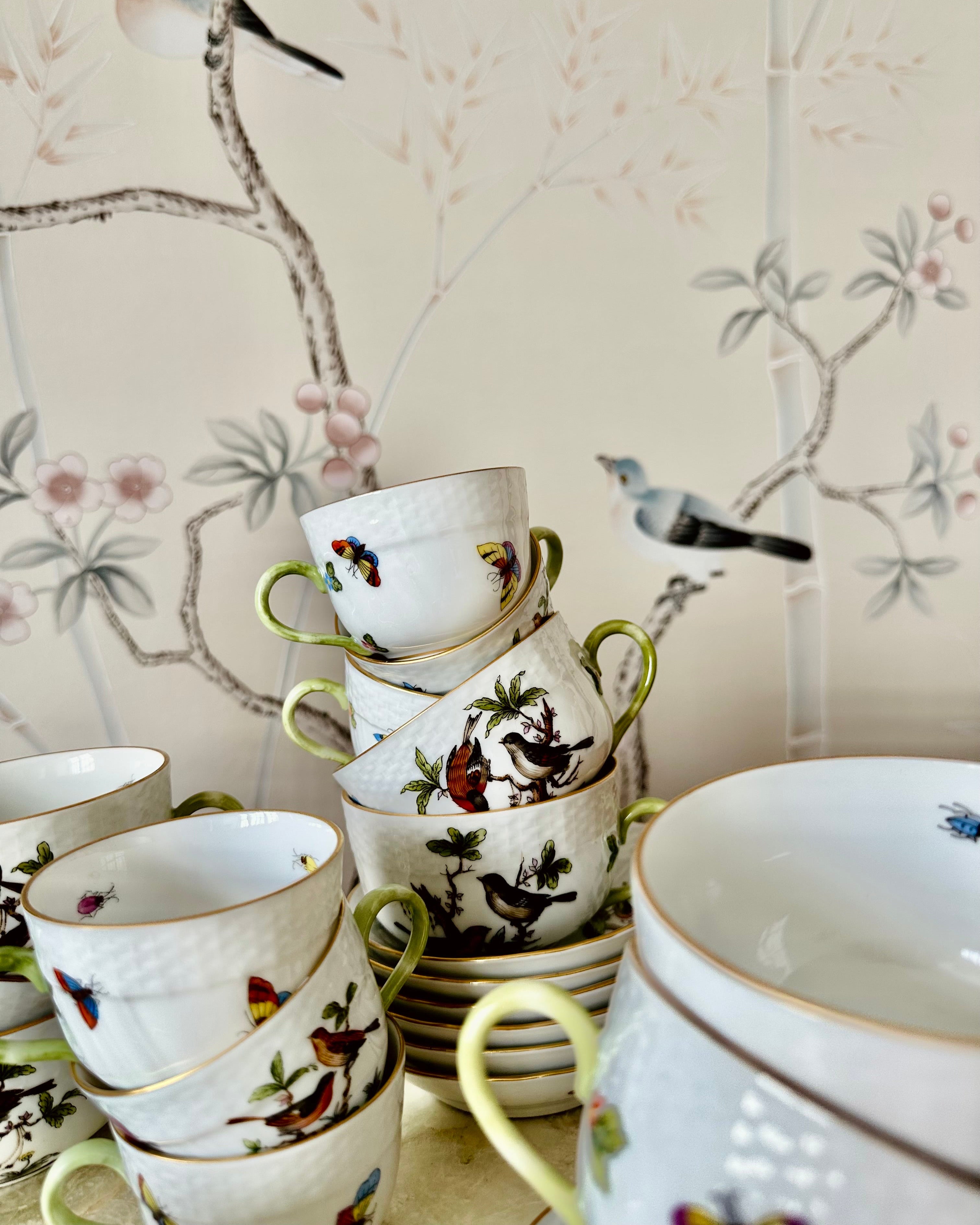 Herend Rothschild Bird Tea or Coffee Cup and Saucer