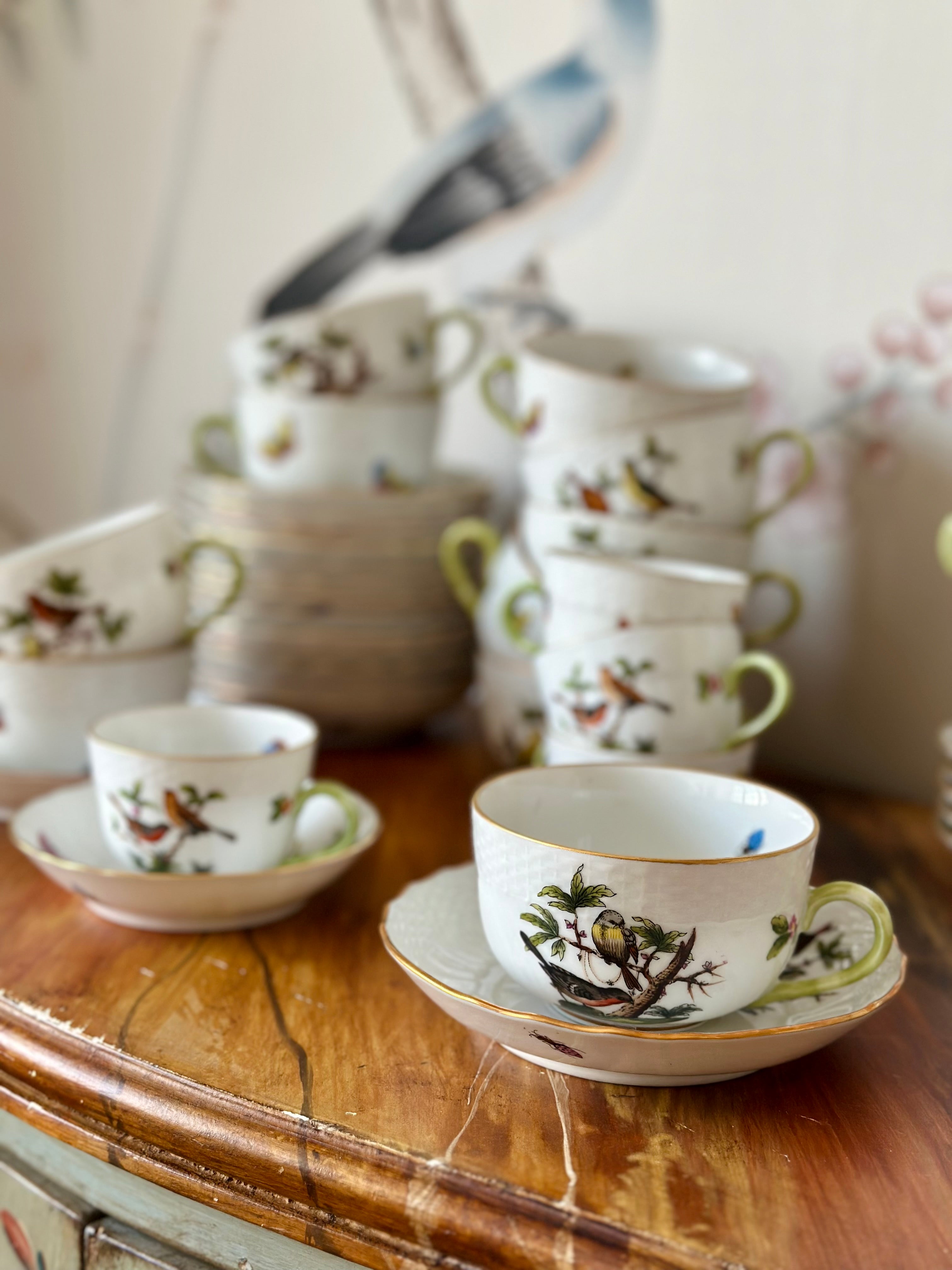 Herend Rothschild Bird Tea or Coffee Cup and Saucer