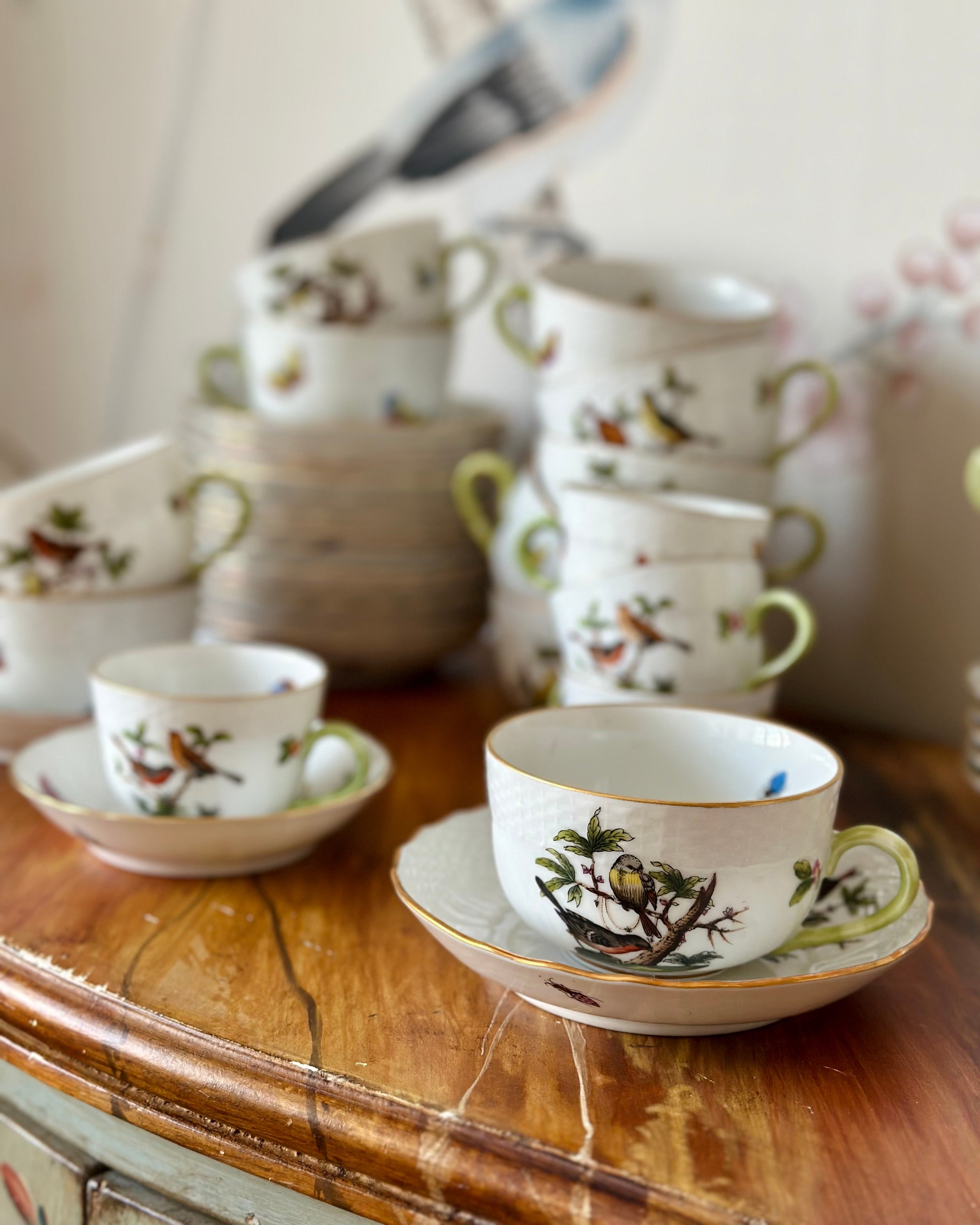 Herend Rothschild Bird Tea or Coffee Cup and Saucer