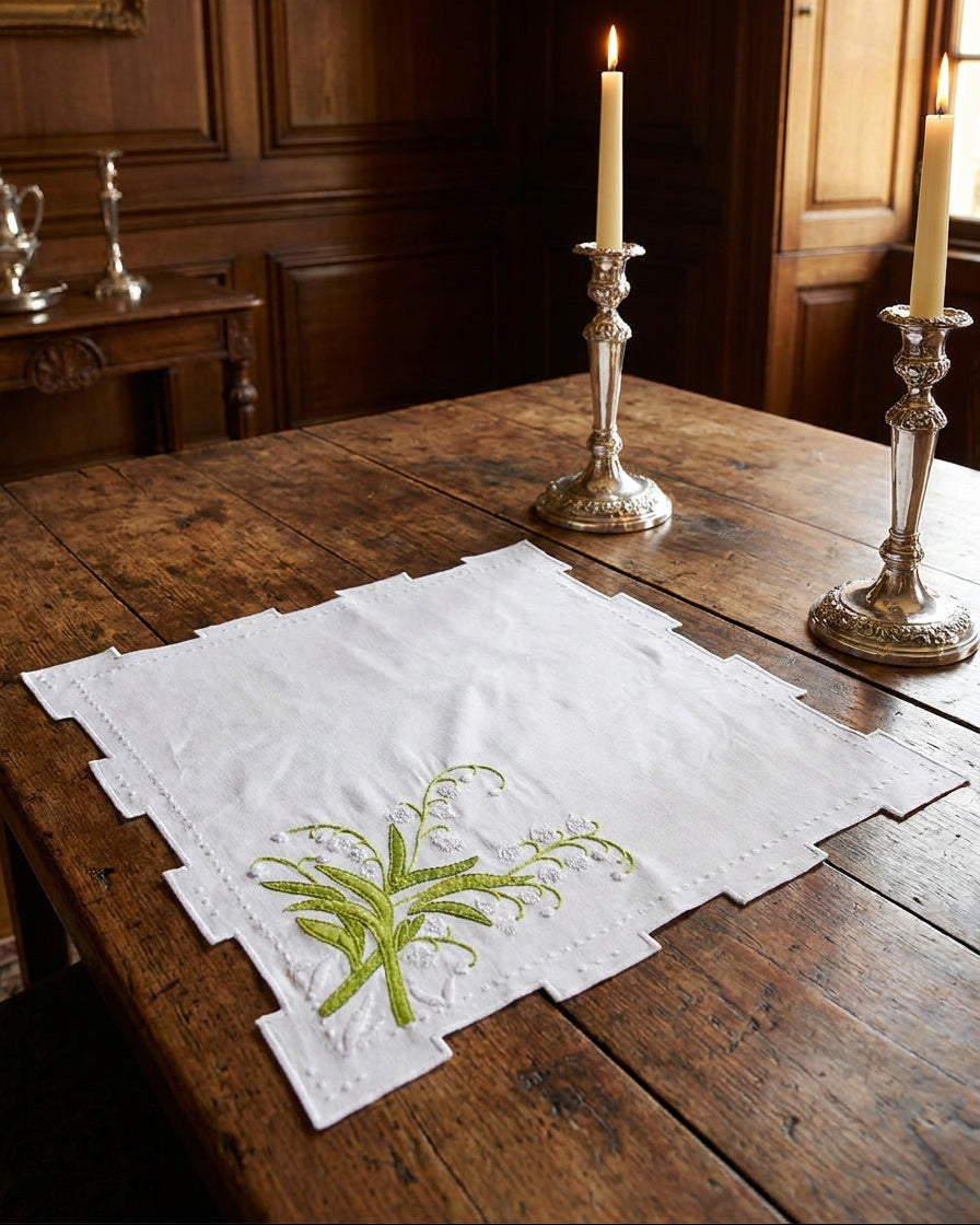 Lily of the Valley Embroidered Napkin
