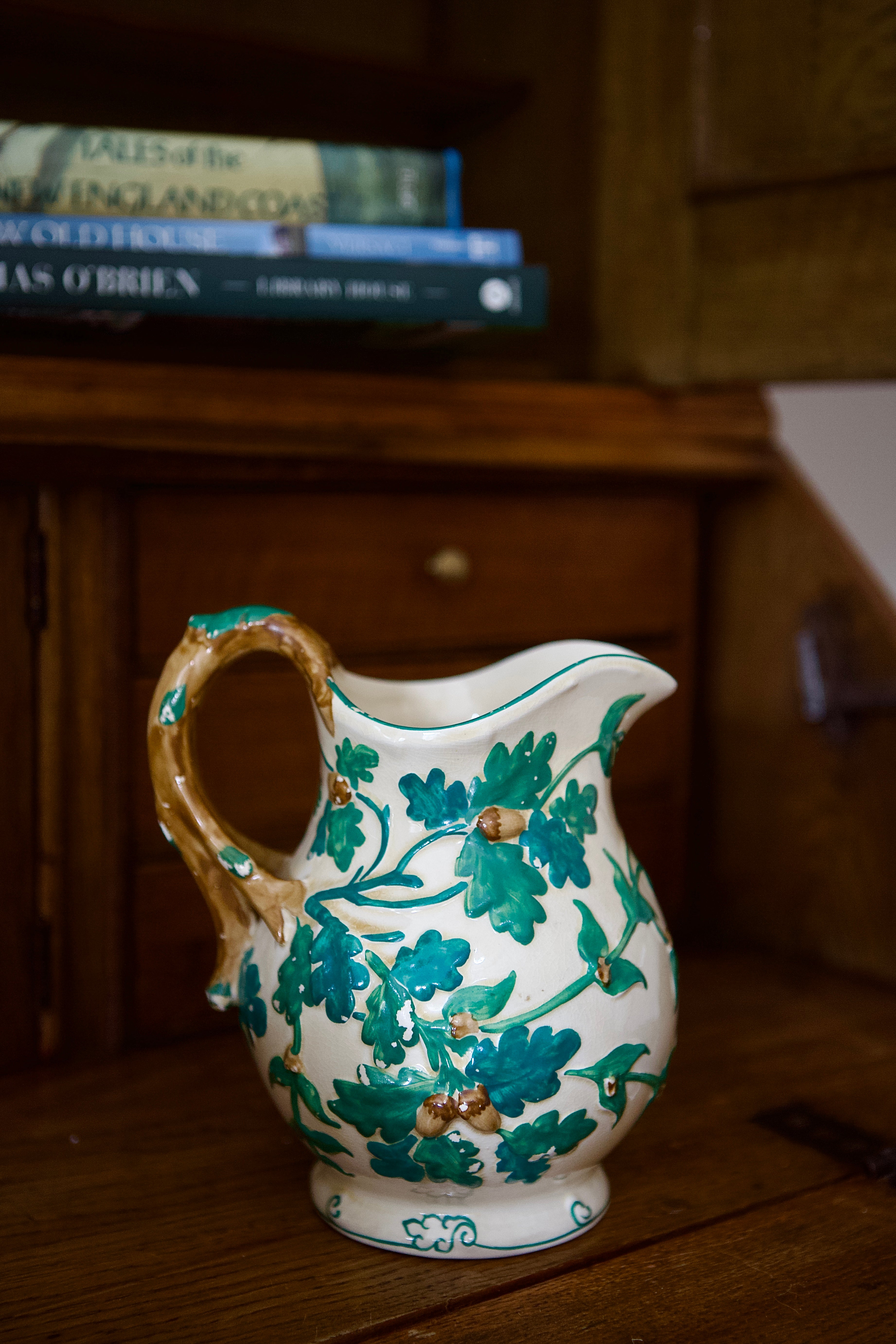 Antique Acorn Glen Handpainted Pitcher