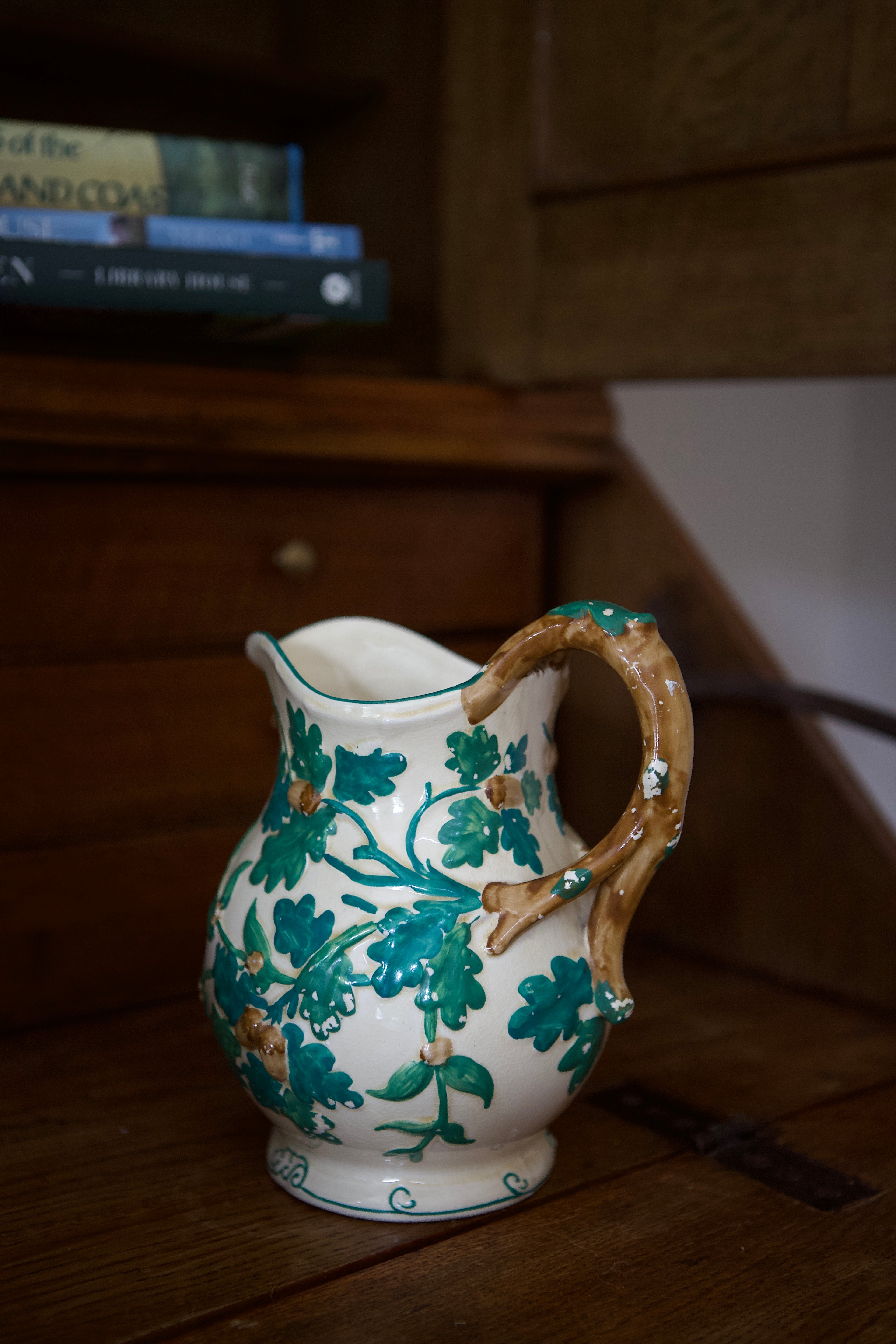 Antique Acorn Glen Handpainted Pitcher