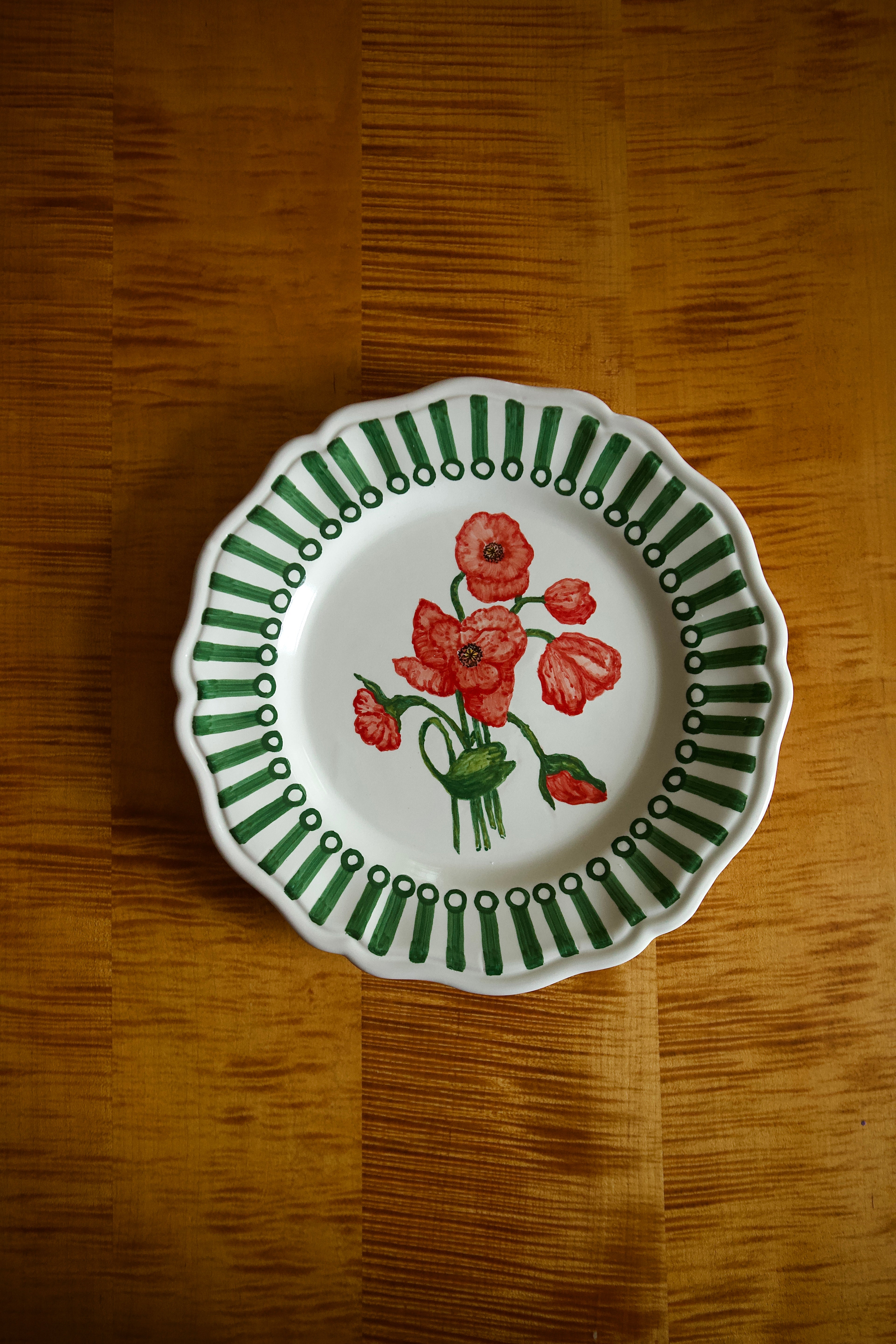 Handpainted Red Poppy Dinner Plate