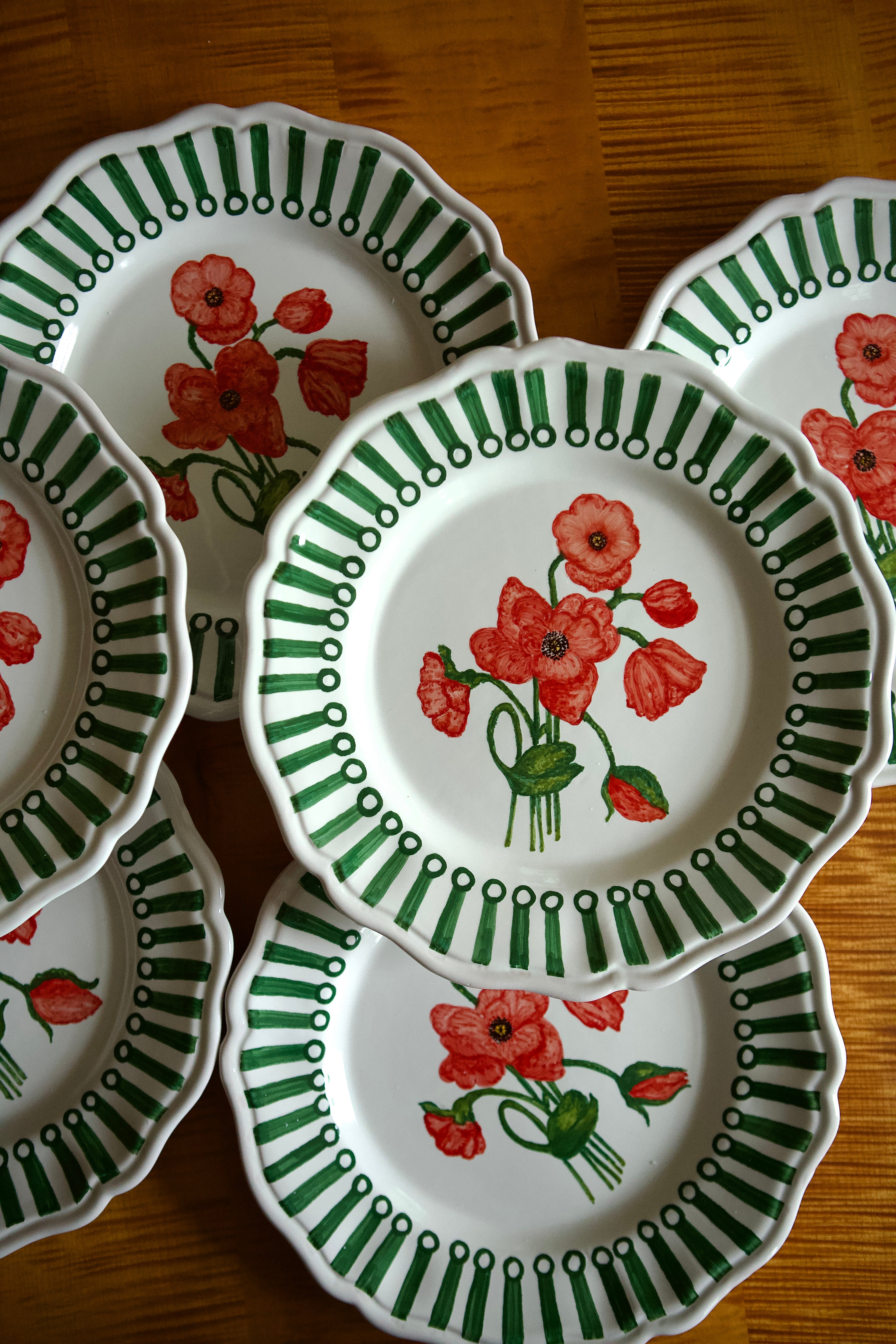 Handpainted Red Poppy Dinner Plate