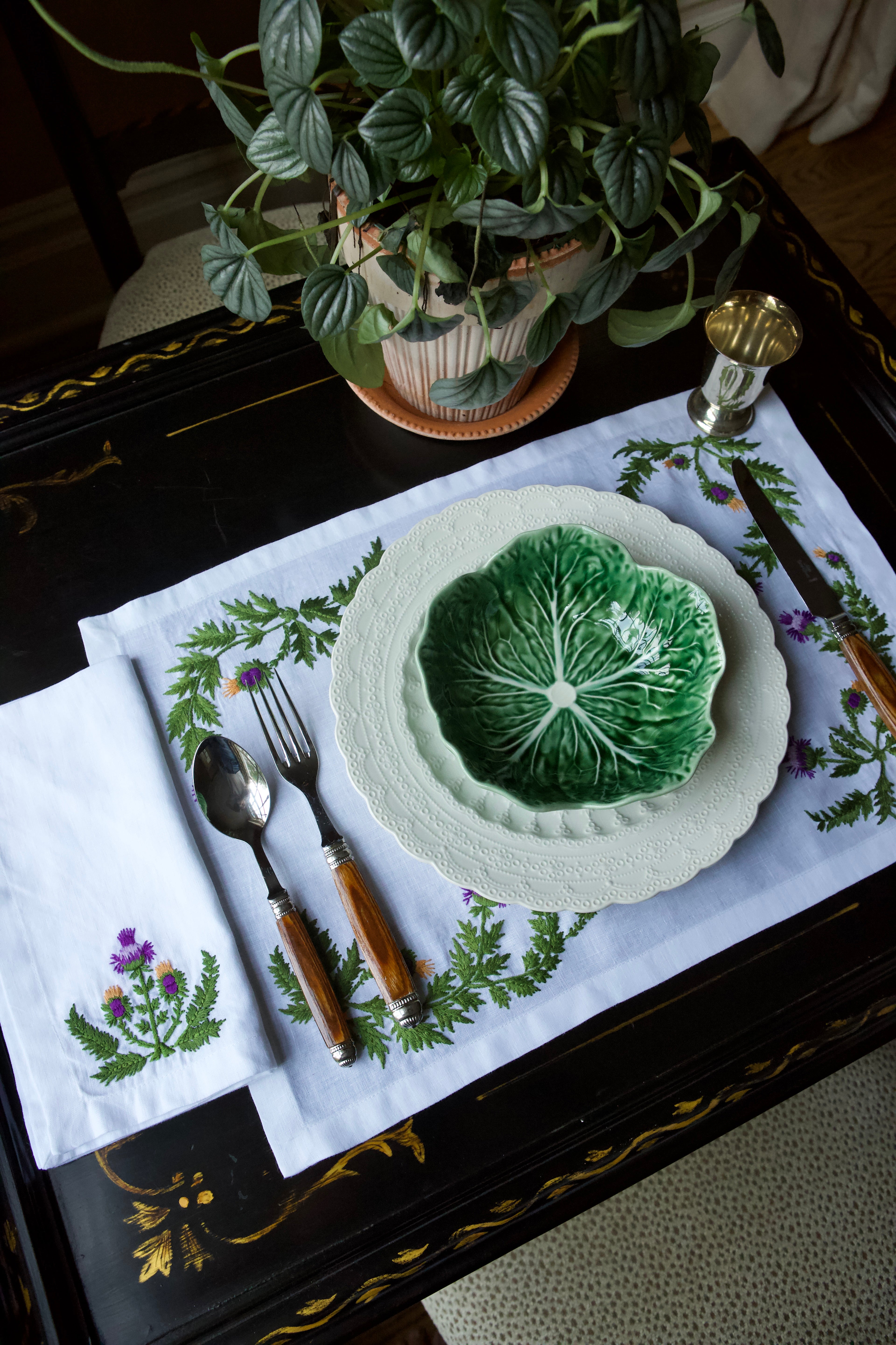 Wild Thistle Embroidered Placemat