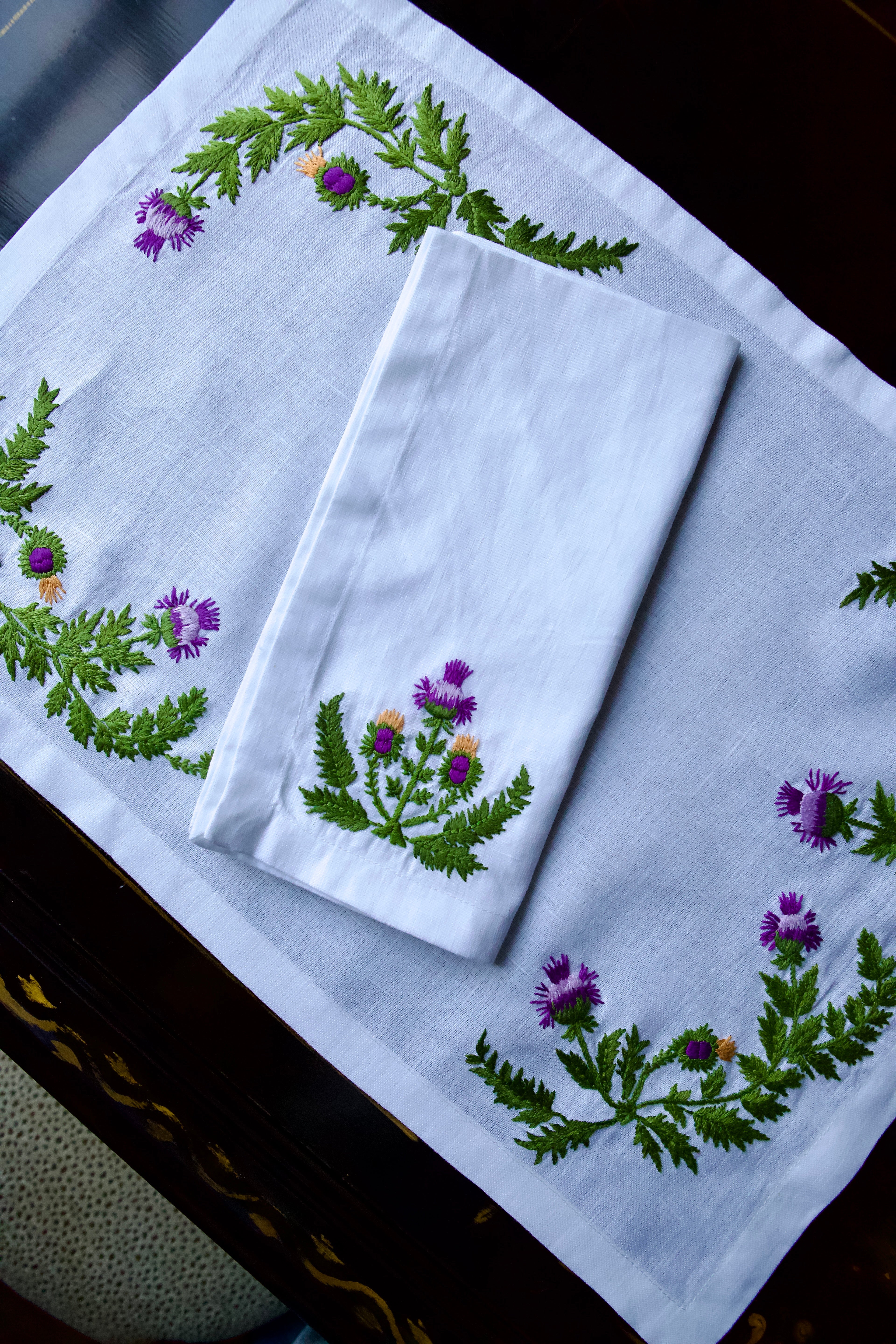 Wild Thistle Embroidered Placemat