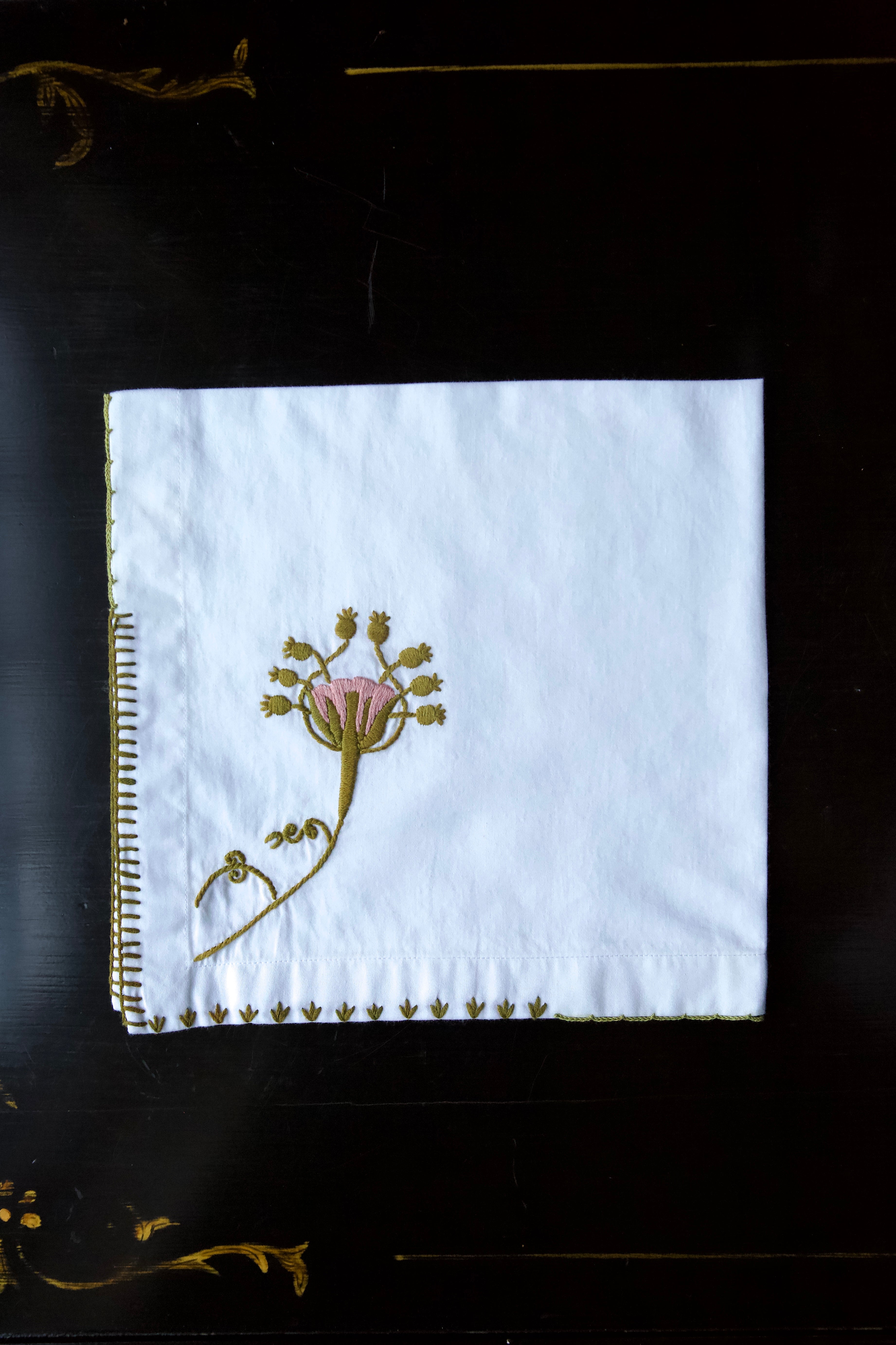 Hand Embroidered Floret Napkin