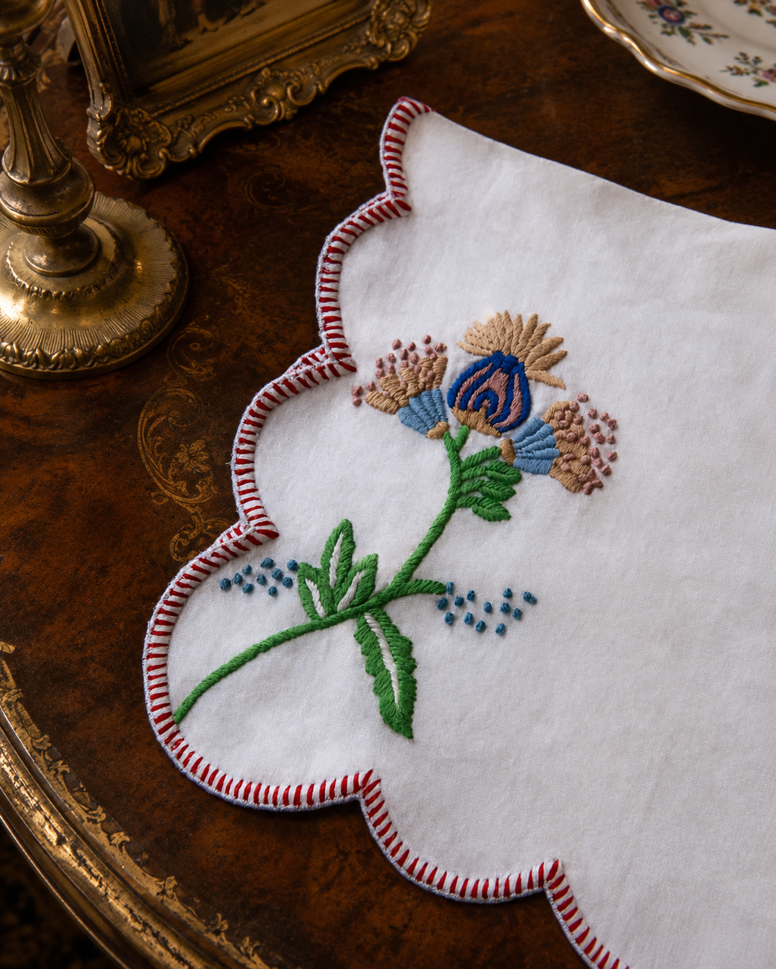 Hand Embroidered Fiora Napkin