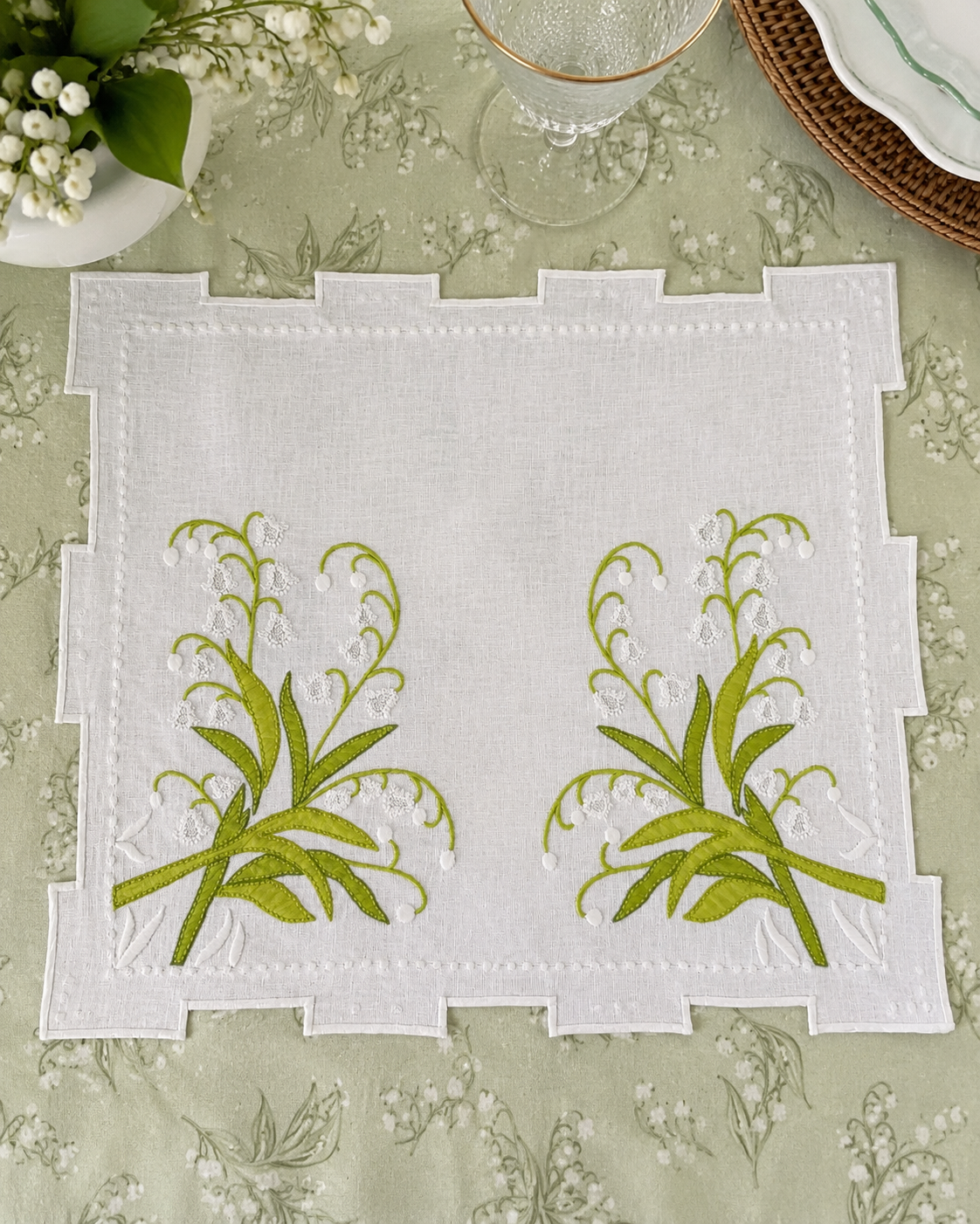 Lily of the Valley Embroidered Placemat