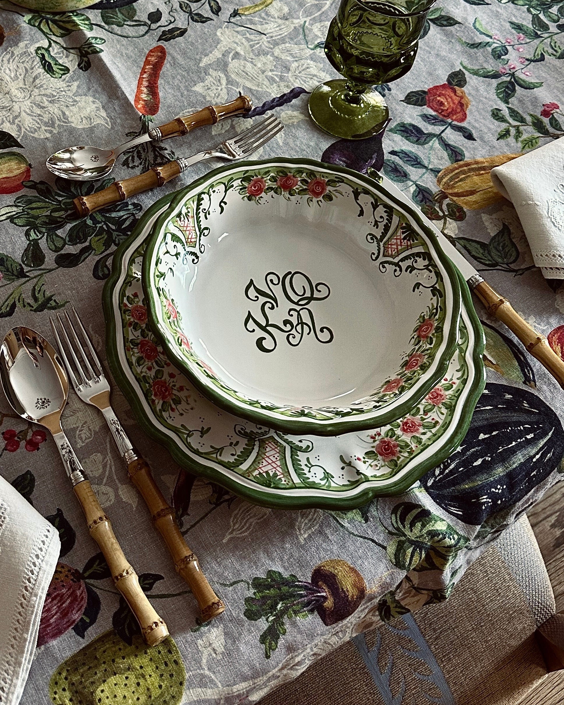 Handpainted Rose Trellis Bowl