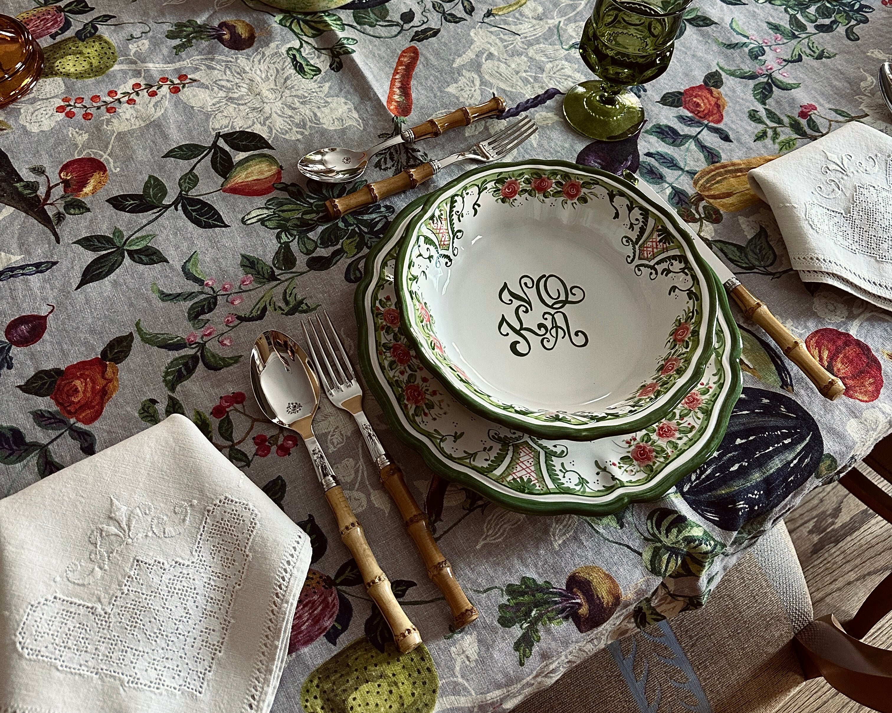 Handpainted Rose Trellis Bowl
