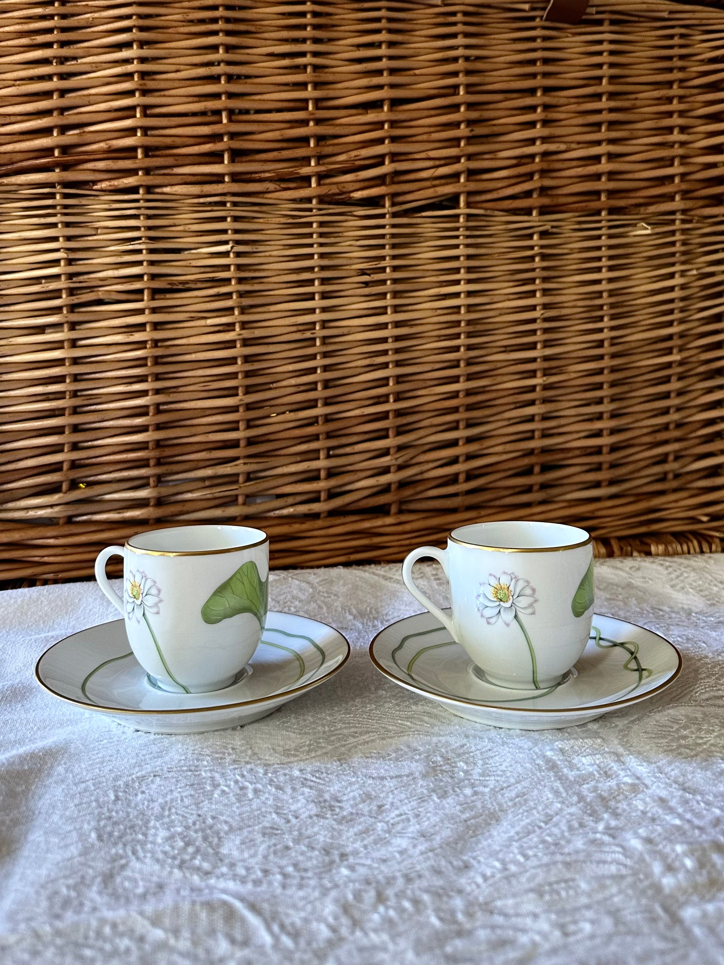 Hermes Waterlily “The Nile” Demitasse Espresso Cups (Set of 2)