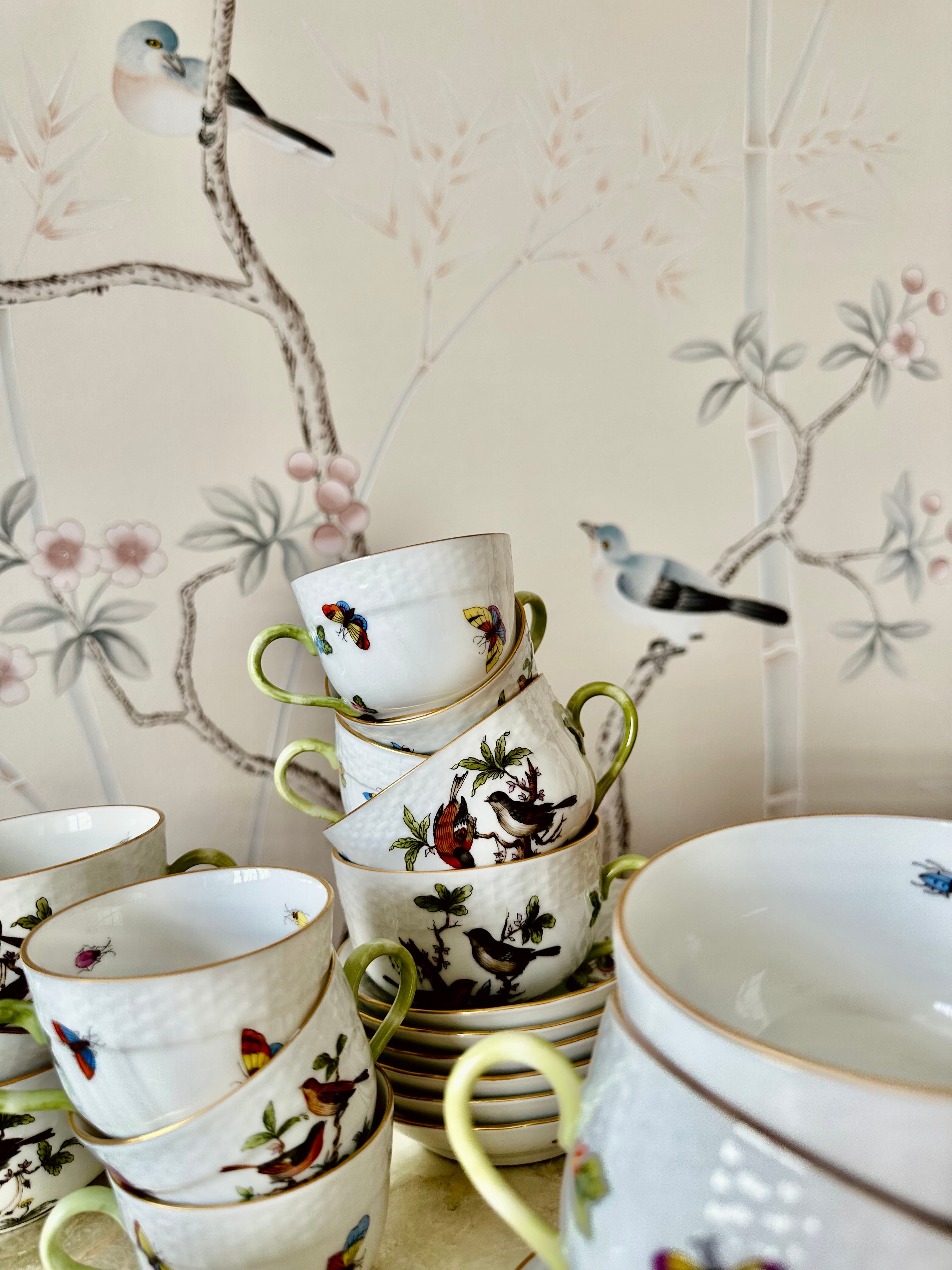 Herend Rothschild Bird Tea or Coffee Cup and Saucer