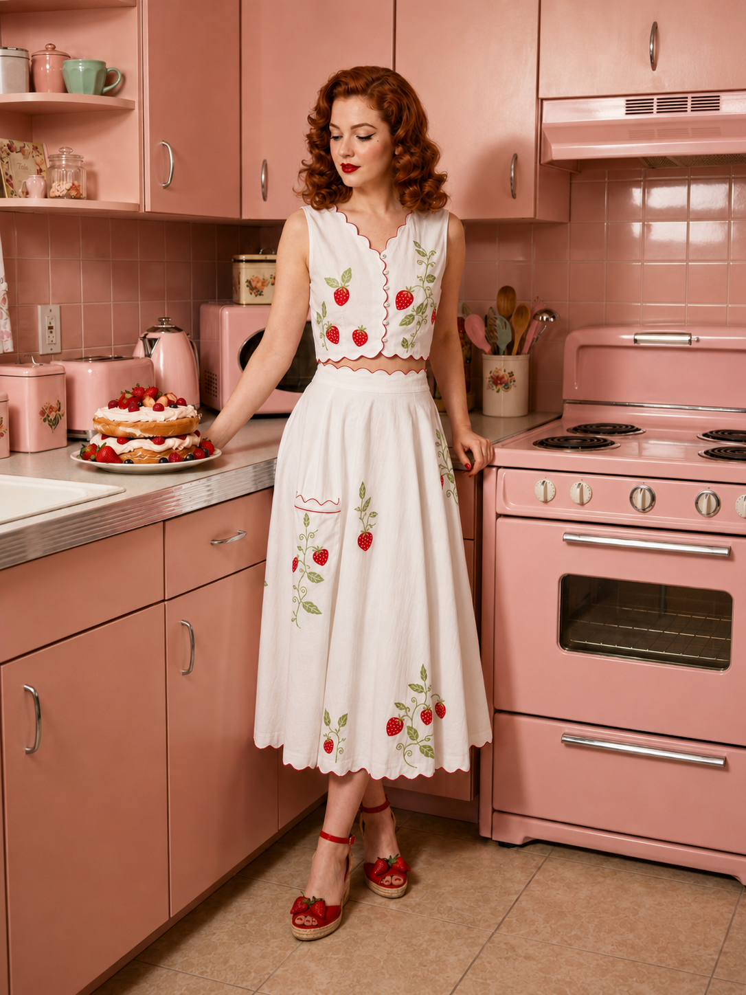 Tumbling Strawberry Appliqué Top
