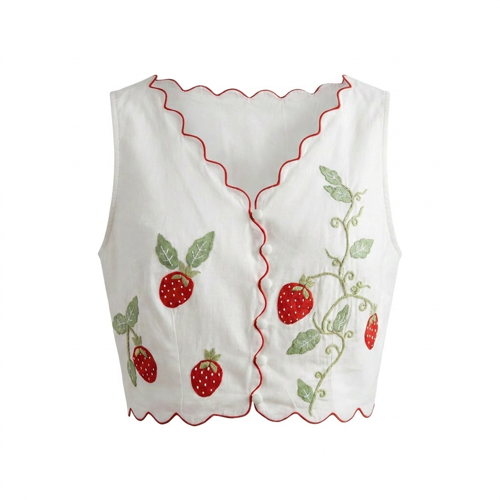 Tumbling Strawberry Appliqué Top